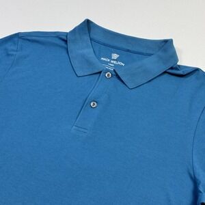 Mack Weldon Polo Shirt Mens Large Blue Supima Cotton Stretch Tagless Casual